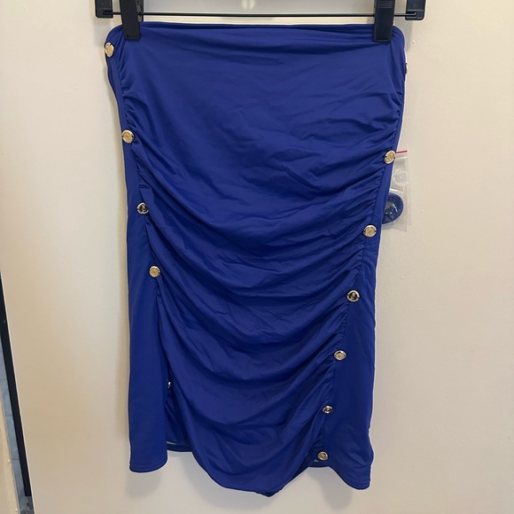Juicy Couture Royal Swimsuit swimdress with Gold Buttons XL - Picture 1 of 8